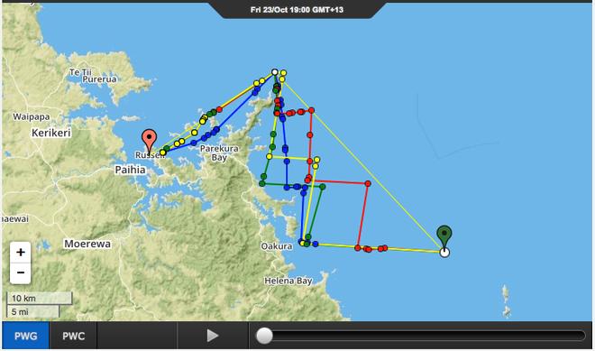 TeamVodafoneSailing just before 5.00pm and her course options © PredictWind http://www.predictwind.com